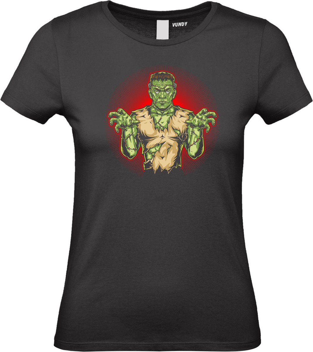 Dames t-shirt Frankenstein | Halloween kostuum kind dames heren | verkleedkleren meisje jongen | Zwart | maat XXL